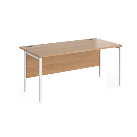 Straight Desk - H-Frame - 1600 - White - Beech