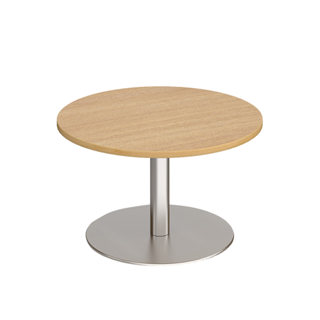 Monza Circular Coffee Table - Brushed Steel - Oak