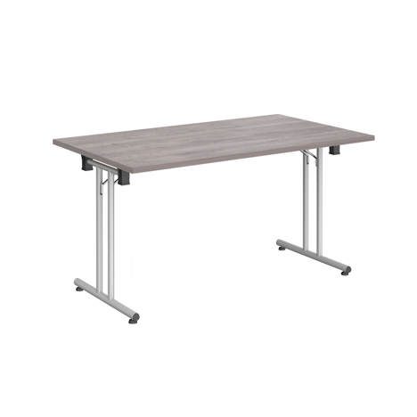 Rectangular Folding Leg Table - 1400 - Silver - Grey Oak