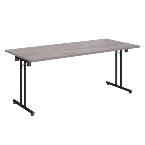 Rectangular Folding Leg Table - 1800 - Black - Grey Oak