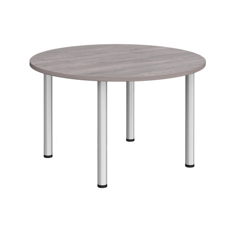 Circular Radial Leg Meeting Table - 1200 - Silver - Grey Oak