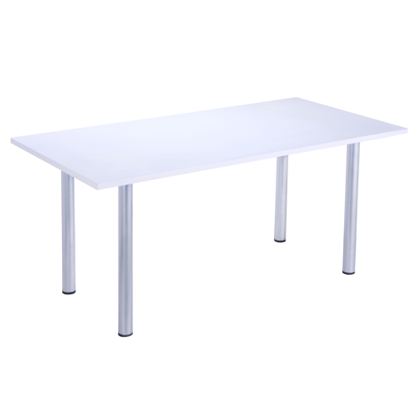 Meeting Room Table with Silver Tubular - White Legs