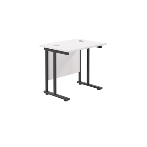 Rectangular Workstation 600mm Deep - W800 - Black Frame - White