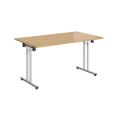 Rectangular Folding Leg Table - 1400 - Chrome - Oak