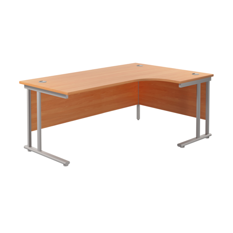 Twin Upright Radial Desk - Right Hand - 1800 - Silver Frame - Beech