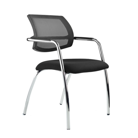 Venus - Meeting Room Four Leg Chair with Mesh Back - Black