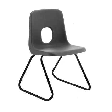 E Series Polypropylene Classroom Chair - Black Skid Frame - Size EBS - Charcoal