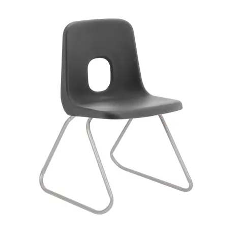 E Series Polypropylene Classroom Chair - Silver Skid Frame - Size EBS - Charcoal