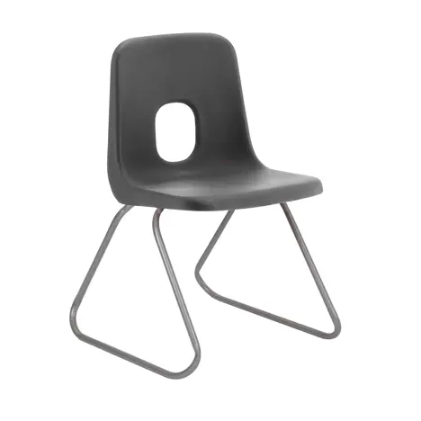 E Series Polypropylene Classroom Chair - Grey Skid Frame - Size EBS- Charcoal