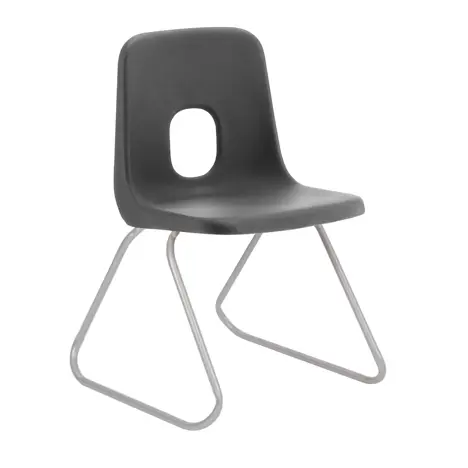 E Series Polypropylene Classroom Chair - Silver Skid Frame - Size ECS - Charcoal
