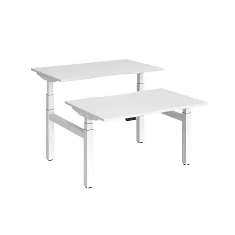 Elev8 Luxe Sit-Stand Back-To-Back Desks - 1200 - White - White