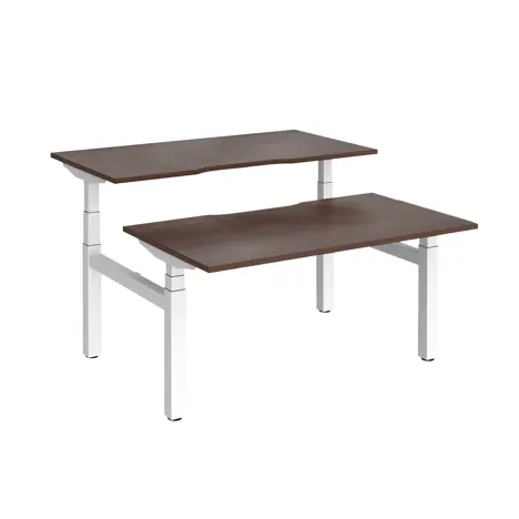 Elev8 Luxe Sit-Stand Back-To-Back Desks - 1400 - White - Walnut