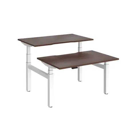 Elev8 Luxe Sit-Stand Back-To-Back Desks - 1200 - White - Walnut