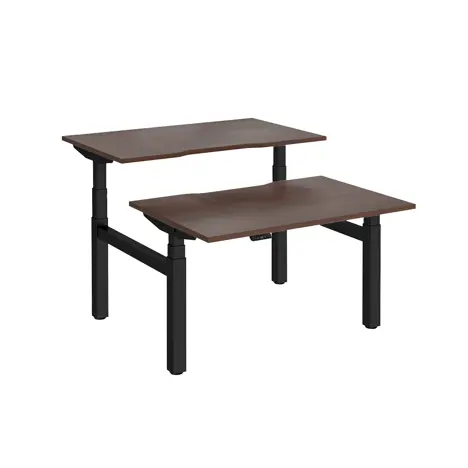 Elev8 Luxe Sit-Stand Back-To-Back Desks - 1200 - Black - Walnut