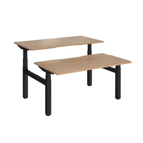 Elev8 Luxe Sit-Stand Back-To-Back Desks - 1400 - Black - Beech