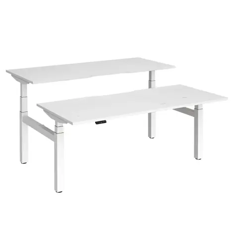Elev8 Luxe Sit-Stand Back-To-Back Desks - 1800 - White - White