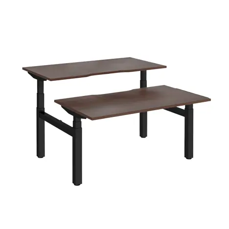 Elev8 Luxe Sit-Stand Back-To-Back Desks - 1400 - Black - Walnut