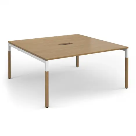 Connex Plus Boardroom Tables - Back to Back Desk - 1600 x 1600 - with Cut Out - Oak