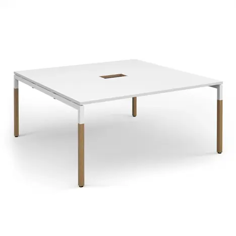 Connex Plus Boardroom Tables - Back to Back Desk - 1600 x 1600 - with Cut Out - White