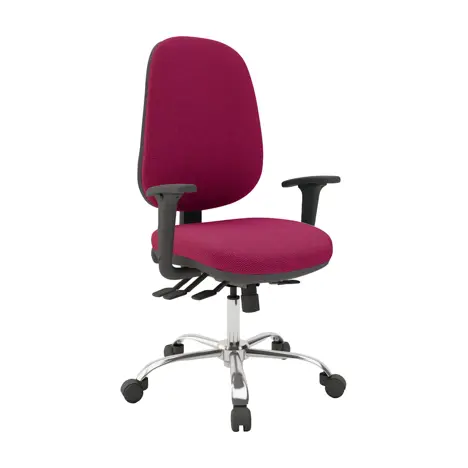 Multi-functional High Back Task Chair - Chrome Base - Adjustable Arms - Bingham