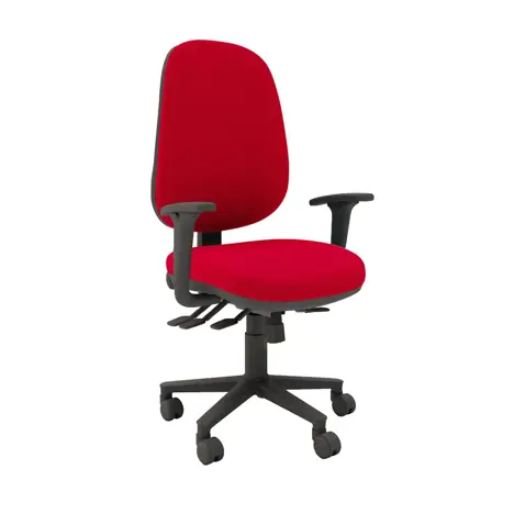 Multi-functional High Back Task Chair - Black Base - Adjustable Arms - Redstone
