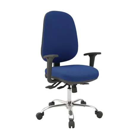 Multi-functional High Back Task Chair - Chrome Base - Adjustable Arms - Hamilton