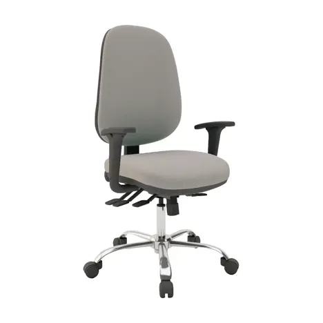 Multi-functional High Back Task Chair - Chrome Base - Adjustable Arms - Redoubt