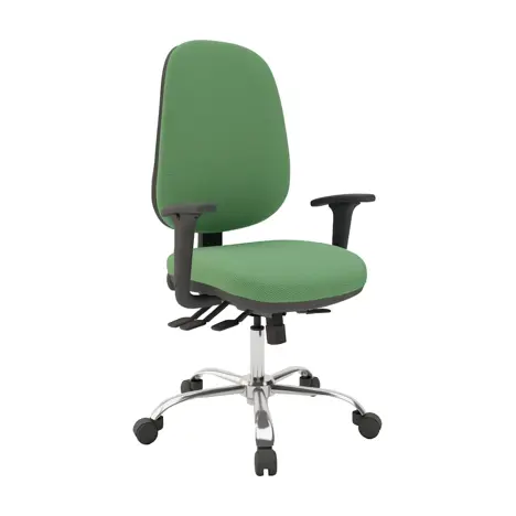 Multi-functional High Back Task Chair - Chrome Base - Adjustable Arms - Drawbridge