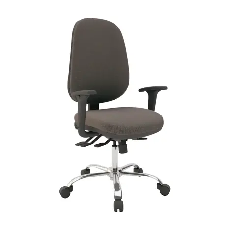Multi-functional High Back Task Chair - Chrome Base - Adjustable Arms - Hideaway