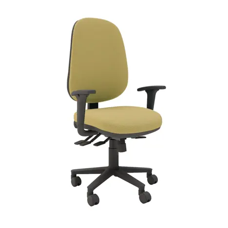 Multi-functional High Back Task Chair - Black Base - Adjustable Arms - Fortress