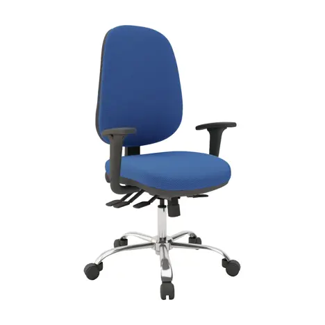 Multi-functional High Back Task Chair - Chrome Base - Adjustable Arms - Augusta