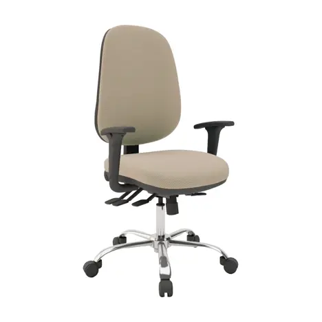 Multi-functional High Back Task Chair - Chrome Base - Adjustable Arms - Beacon
