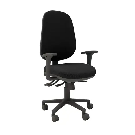 Multi-functional High Back Task Chair - Black Base - Adjustable Arms - Craven