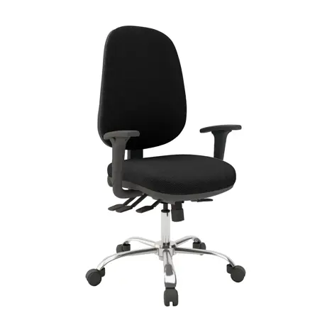 Multi-functional High Back Task Chair - Chrome Base - Adjustable Arms - Craven