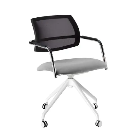 Tuba Conference Chair with Half Mesh Back - White Base - FL832 - Redoubt