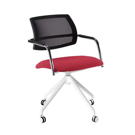 Tuba Conference Chair with Half Mesh Back - White Base - FL076 - Redstone