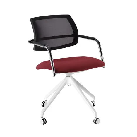 Tuba Conference Chair with Half Mesh Back - White Base - FL801 - Bingham