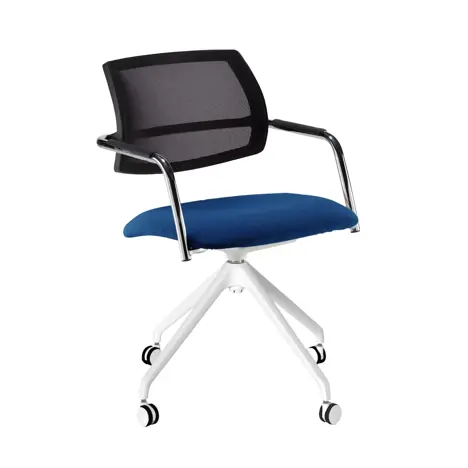 Tuba Conference Chair with Half Mesh Back - White Base - FL757 - Stillwater