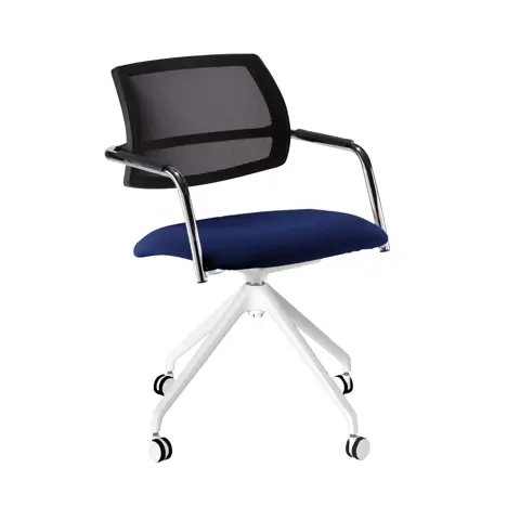 Tuba Conference Chair with Half Mesh Back - White Base - FL010 - Hamiton