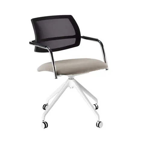 Tuba Conference Chair with Half Mesh Back - White Base - FL822 - Beacon