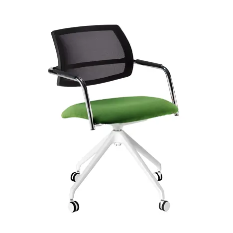 Tuba Conference Chair with Half Mesh Back - White Base - FL828 - Drawbridge