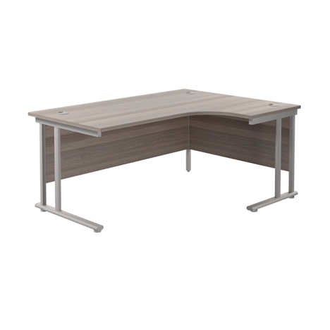 Twin Upright Radial Desk - Right Hand - 1800 - Silver Frame - Dark Walnut