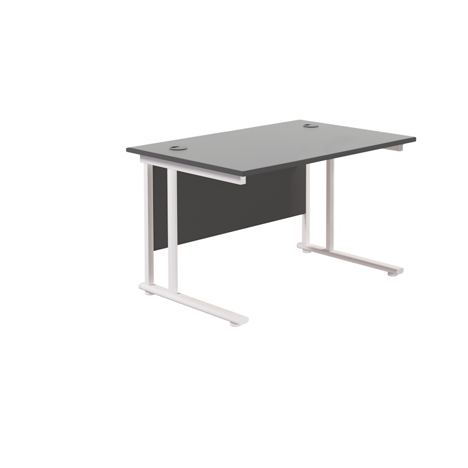 Rectangular Workstation 800mm Deep - W1200 - White Frame - Black
