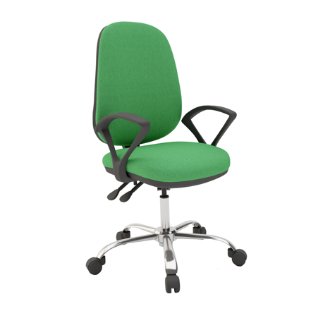 Deluxe High Back Operator Chair (Large Seat and Back) - Fixed Arms - Chrome Base