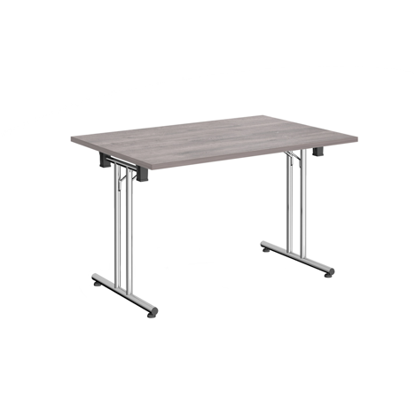 Rectangular Folding Leg Table - 1200 - Chrome - Grey Oak