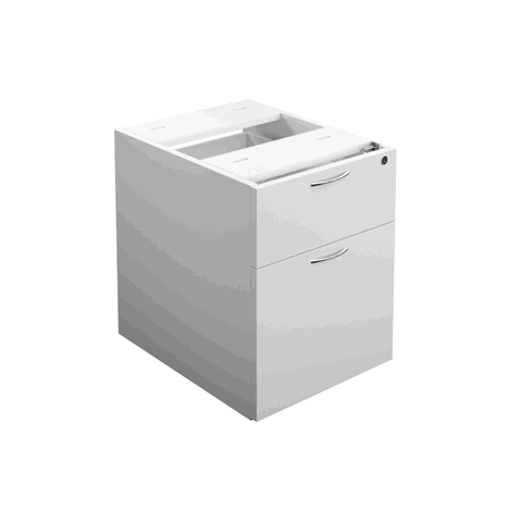 2 Drawer Fixed Pedestal - White