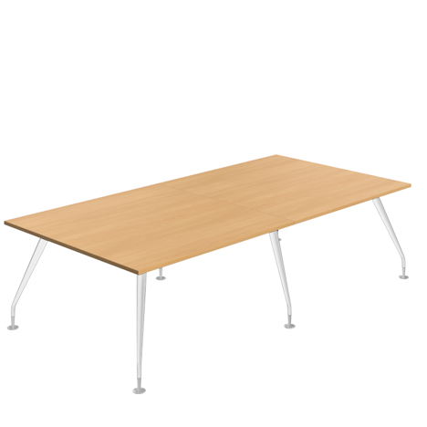 Massa Boardroom Table - 2800 - White Legs - Ellmau Beech