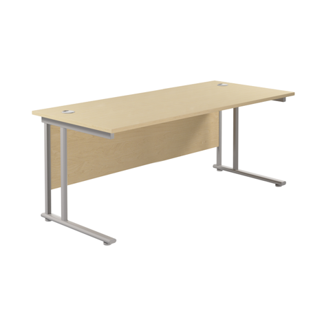 Rectangular Workstation 800mm Deep - W1800 - Silver Frame - Maple