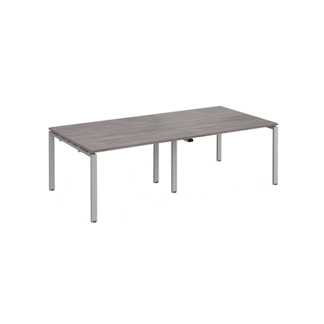 Adapt Rectangular Boardroom Table 2400 x 1200 - Silver - Grey Oak