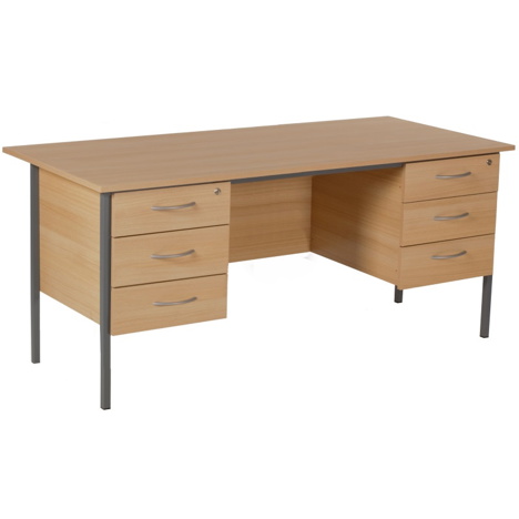 Double Pedestal Six Drawer Desk - 1800mm - Oak
